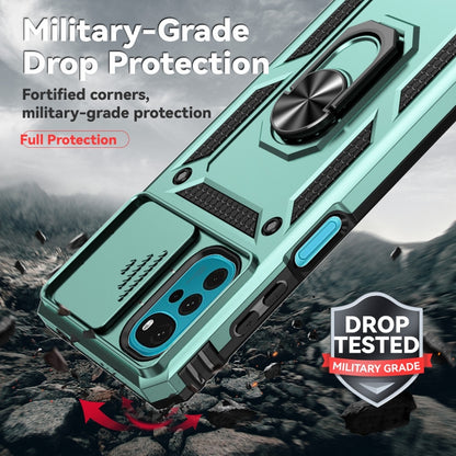 For Motorola Moto G22 5G / Moto G Play 2024 Sliding Camshield Holder Phone Case(Dark Green) by buy2fix