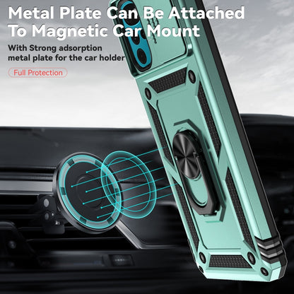 For Motorola Moto G22 5G / Moto G Play 2024 Sliding Camshield Holder Phone Case(Dark Green) by buy2fix