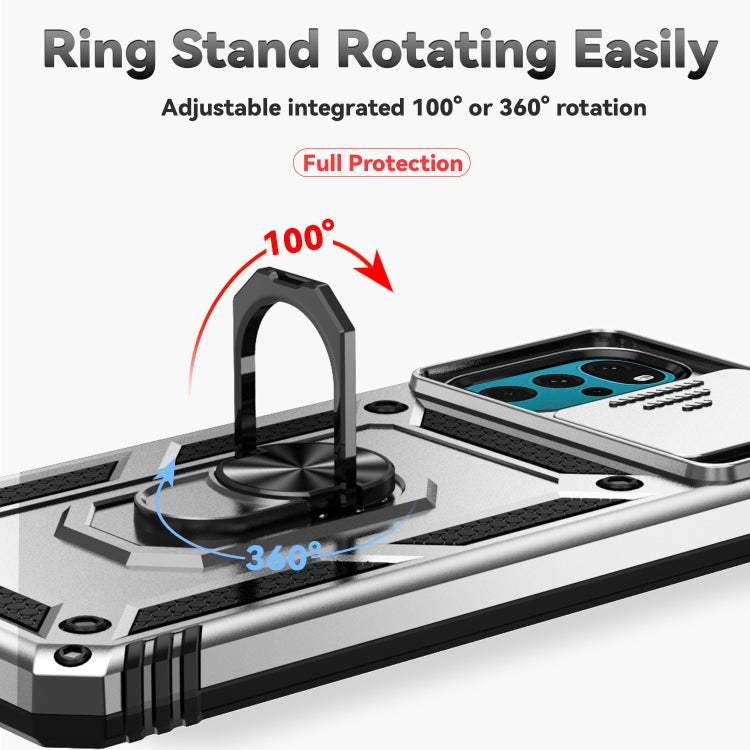 For Motorola Moto G22 5G / Moto G Play 2024 Sliding Camshield Holder Phone Case(Silver) by buy2fix