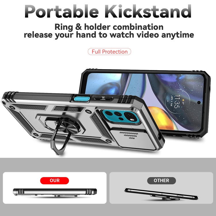 For Motorola Moto G22 5G / Moto G Play 2024 Sliding Camshield Holder Phone Case(Silver) by buy2fix