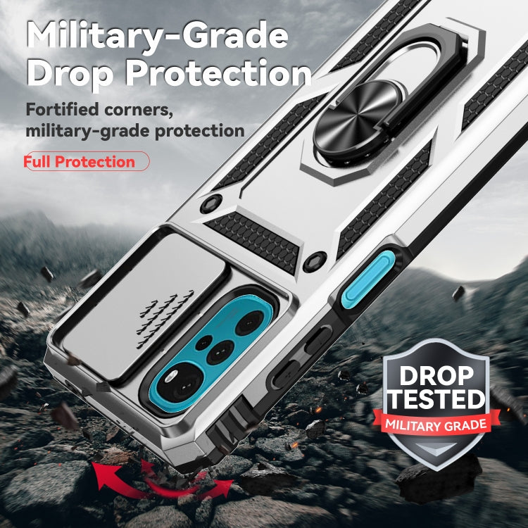 For Motorola Moto G22 5G / Moto G Play 2024 Sliding Camshield Holder Phone Case(Silver) by buy2fix