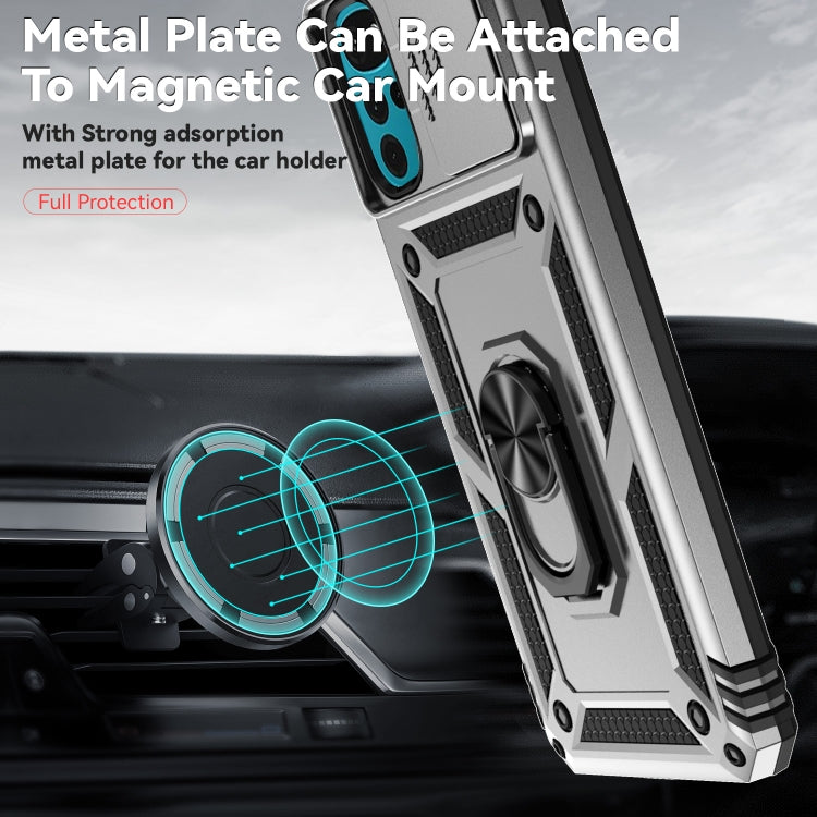 For Motorola Moto G22 5G / Moto G Play 2024 Sliding Camshield Holder Phone Case(Silver) by buy2fix