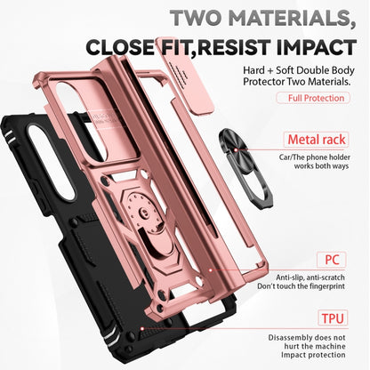 For Samsung Galaxy Z Fold4 Sliding Camshield Holder Phone Case(Rose Gold) by buy2fix