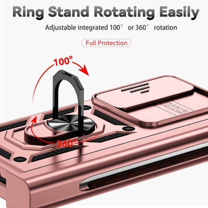 For Samsung Galaxy Z Fold4 Sliding Camshield Holder Phone Case(Rose Gold) by buy2fix