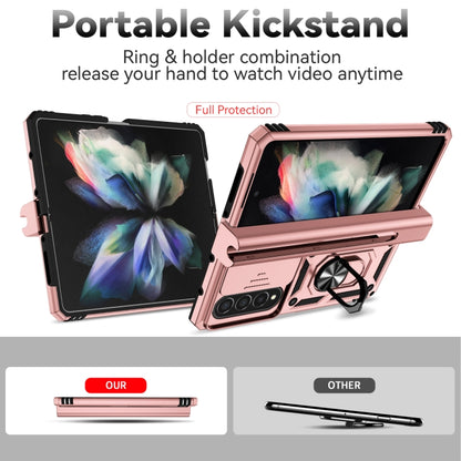 For Samsung Galaxy Z Fold4 Sliding Camshield Holder Phone Case(Rose Gold) by buy2fix