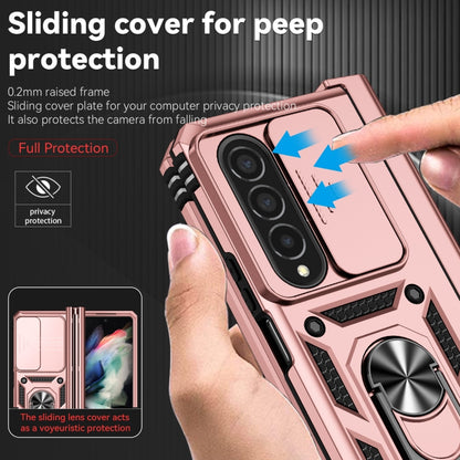 For Samsung Galaxy Z Fold4 Sliding Camshield Holder Phone Case(Rose Gold) by buy2fix
