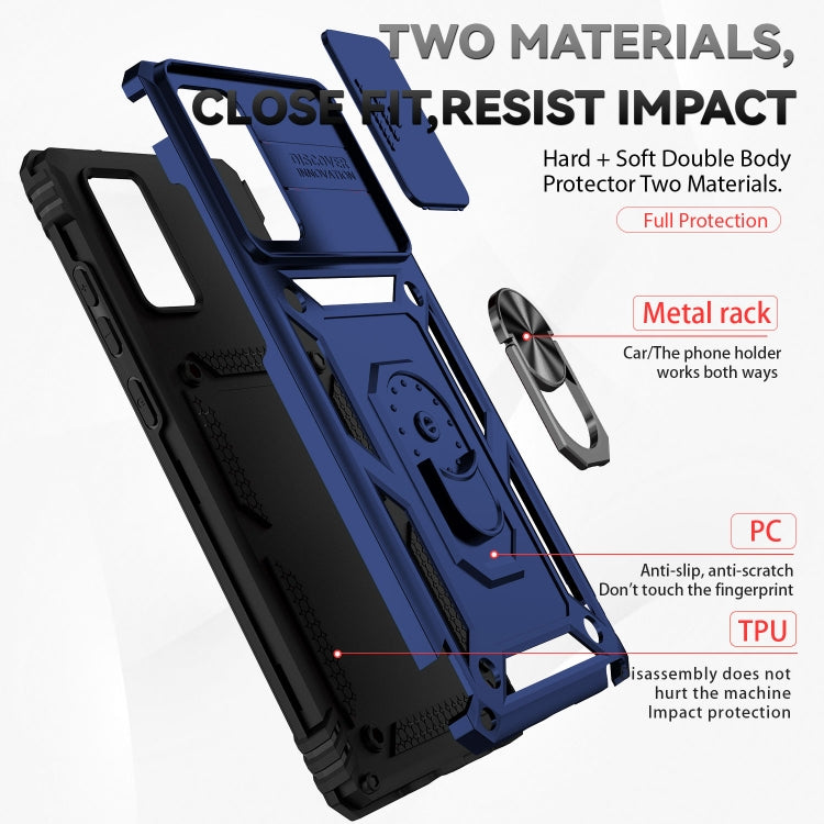 For Samsung Galaxy Note20 Sliding Camshield Holder Phone Case(Blue) by buy2fix