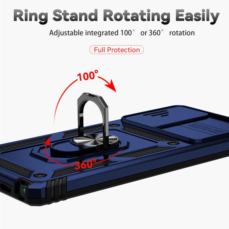 For Samsung Galaxy Note20 Sliding Camshield Holder Phone Case(Blue) by buy2fix