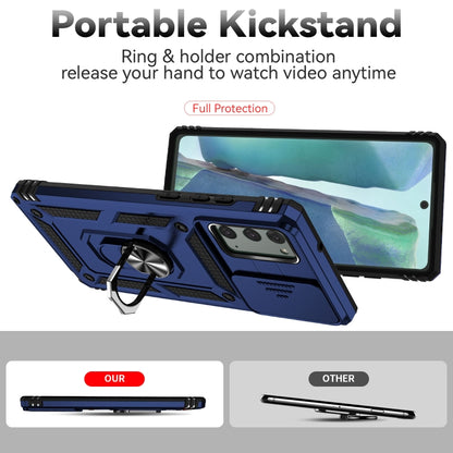 For Samsung Galaxy Note20 Sliding Camshield Holder Phone Case(Blue) by buy2fix