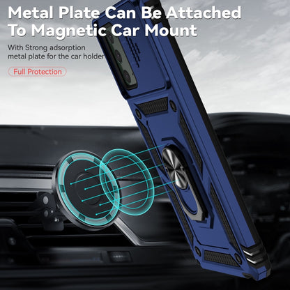 For Samsung Galaxy Note20 Sliding Camshield Holder Phone Case(Blue) by buy2fix