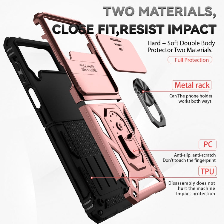 For Samsung Galaxy Z Flip4 Sliding Camshield Holder Phone Case(Rose Gold) by buy2fix