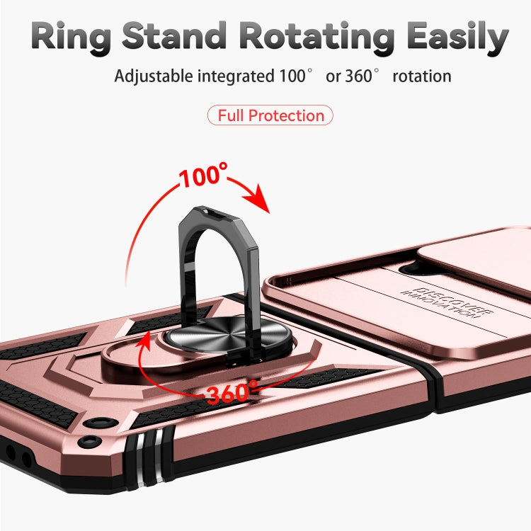 For Samsung Galaxy Z Flip4 Sliding Camshield Holder Phone Case(Rose Gold) by buy2fix