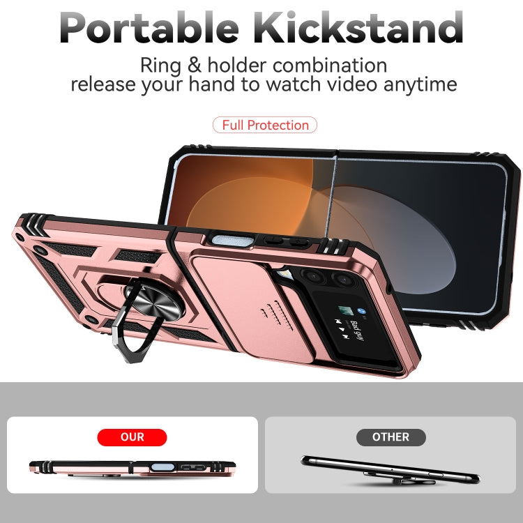 For Samsung Galaxy Z Flip4 Sliding Camshield Holder Phone Case(Rose Gold) by buy2fix