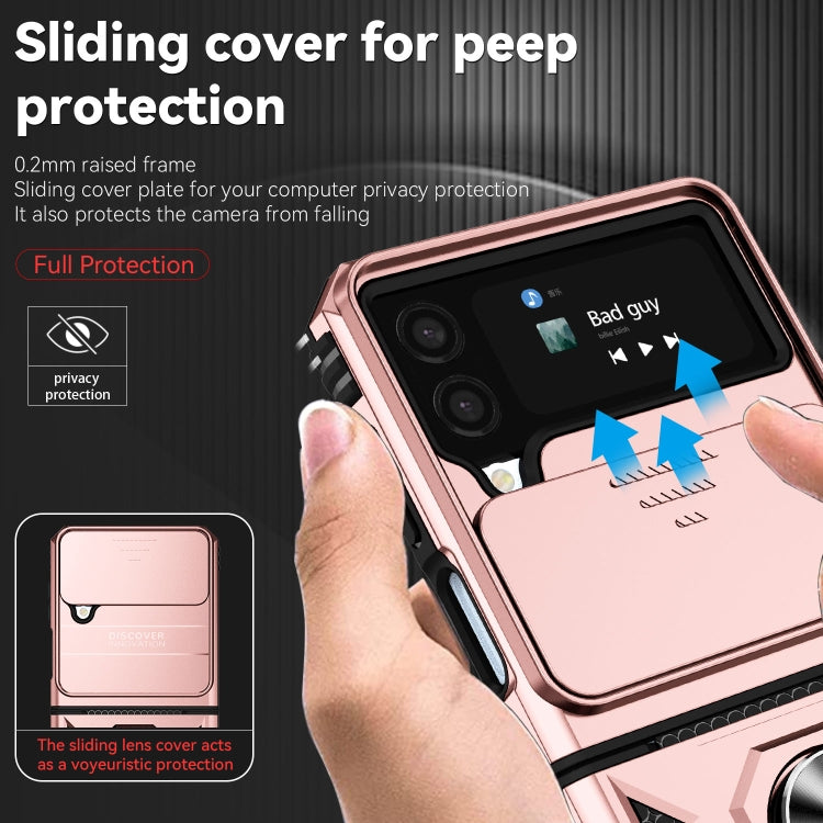For Samsung Galaxy Z Flip4 Sliding Camshield Holder Phone Case(Rose Gold) by buy2fix