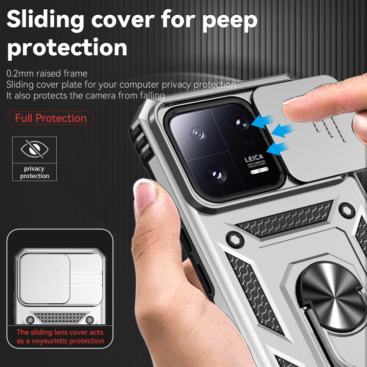 For Xiaomi 13 Sliding Camshield Holder Phone Case(Silver) - 13 Cases by buy2fix | Online Shopping UK | buy2fix