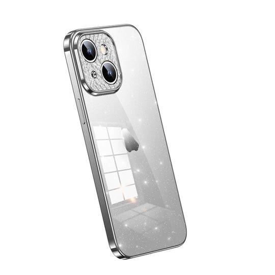 For iPhone 14 SULADA Electroplated Transparent Glittery TPU Phone Case(Silver)