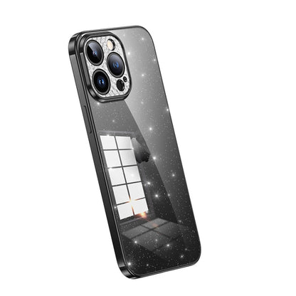 For iPhone 13 Pro SULADA Electroplated Transparent Glittery TPU Phone Case(Black) - iPhone 13 Pro Cases by SULADA | Online Shopping UK | buy2fix