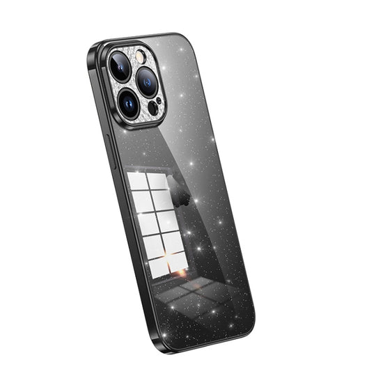 For iPhone 13 Pro SULADA Electroplated Transparent Glittery TPU Phone Case(Black)