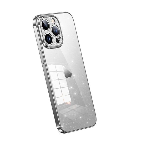 For iPhone 12 Pro Max SULADA Electroplated Transparent Glittery TPU Phone Case(Silver)