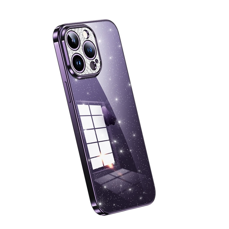 For iPhone 15 Pro SULADA Electroplated Transparent Glittery TPU Phone Case(Purple) - iPhone 15 Pro Cases by SULADA | Online Shopping UK | buy2fix