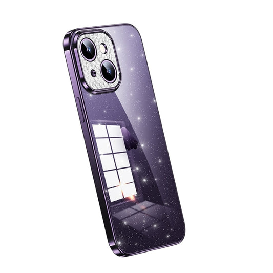 For iPhone 15 Plus SULADA Electroplated Transparent Glittery TPU Phone Case(Purple) - iPhone 15 Plus Cases by SULADA | Online Shopping UK | buy2fix