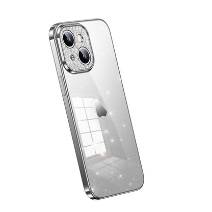 For iPhone 15 SULADA Electroplated Transparent Glittery TPU Phone Case(Silver) - iPhone 15 Cases by SULADA | Online Shopping UK | buy2fix