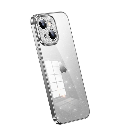 For iPhone 15 SULADA Electroplated Transparent Glittery TPU Phone Case(Silver)