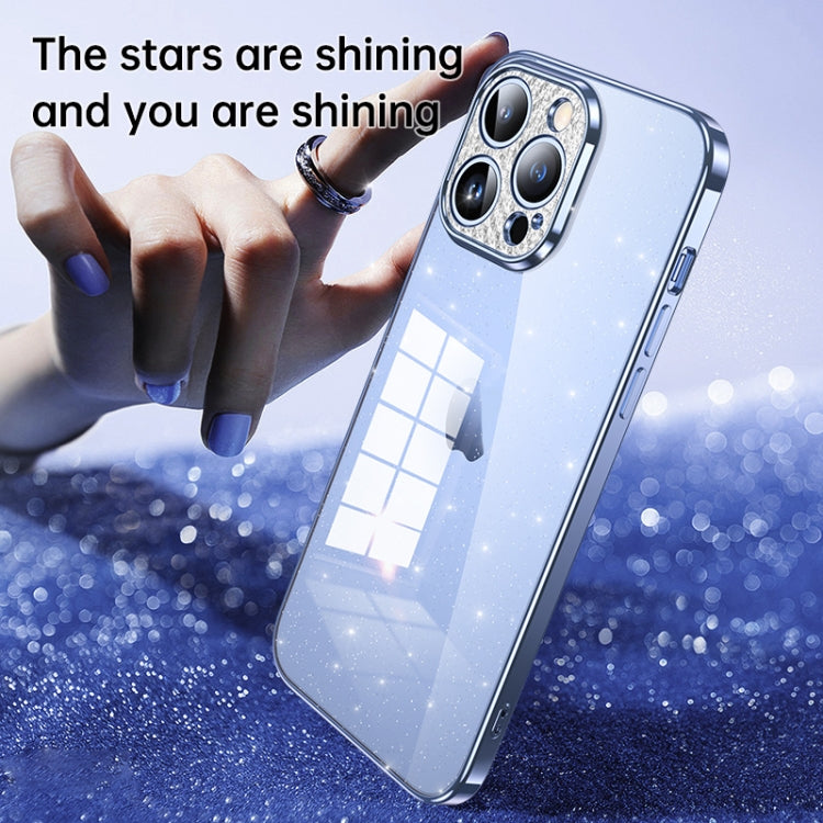 For iPhone 14 SULADA Electroplated Transparent Glittery TPU Phone Case(Silver) - iPhone 14 Cases by SULADA | Online Shopping UK | buy2fix