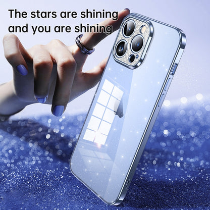 For iPhone 14 SULADA Electroplated Transparent Glittery TPU Phone Case(Silver) - iPhone 14 Cases by SULADA | Online Shopping UK | buy2fix