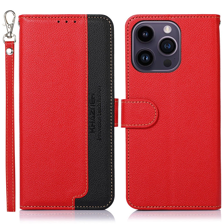 For iPhone 16 Pro KHAZNEH Litchi Texture Leather RFID Phone Case(Red) by buy2fix