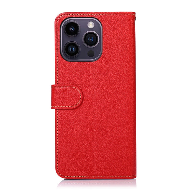 For iPhone 16 Pro KHAZNEH Litchi Texture Leather RFID Phone Case(Red) by buy2fix