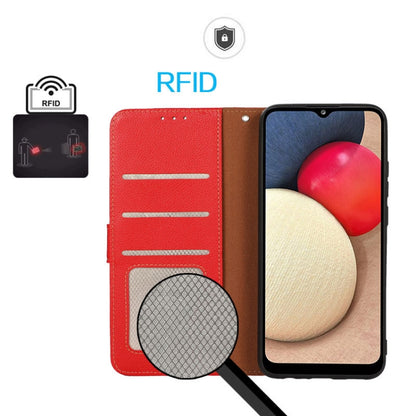 For iPhone 16e KHAZNEH Litchi Texture Leather RFID Phone Case(Red) by buy2fix
