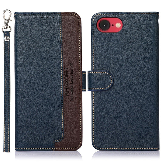 For iPhone 16e KHAZNEH Litchi Texture Leather RFID Phone Case(Blue) by buy2fix
