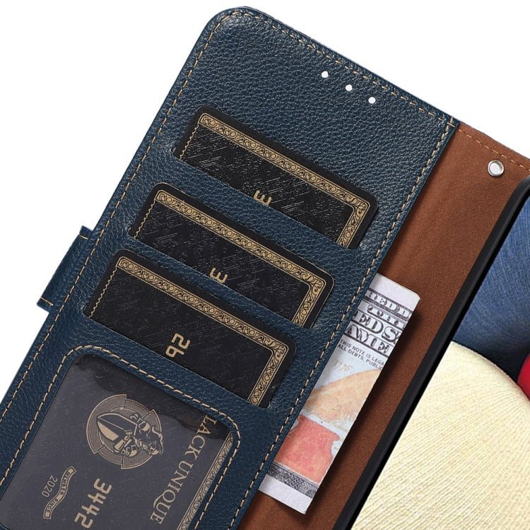 For iPhone 16e KHAZNEH Litchi Texture Leather RFID Phone Case(Blue) by buy2fix