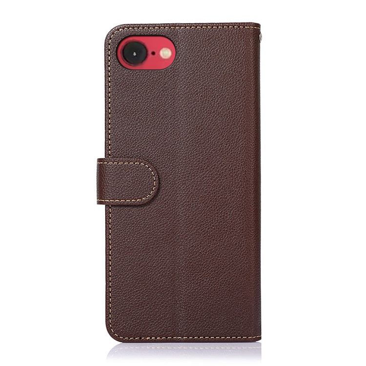 For iPhone 16e KHAZNEH Litchi Texture Leather RFID Phone Case(Brown) by buy2fix