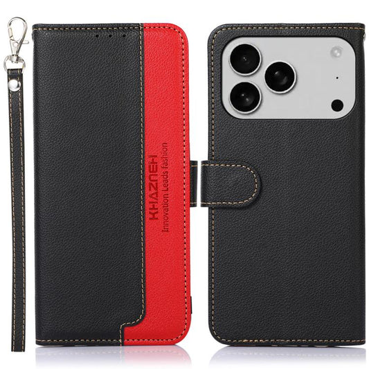 For iPhone 17 Pro KHAZNEH Litchi Texture Leather RFID Phone Case(Black) - iPhone 17 Pro Cases by buy2fix | Online Shopping UK | buy2fix