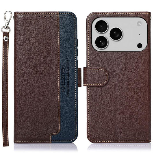 For iPhone 17 Pro Max KHAZNEH Litchi Texture Leather RFID Phone Case(Brown) - iPhone 17 Pro Max Cases by buy2fix | Online Shopping UK | buy2fix