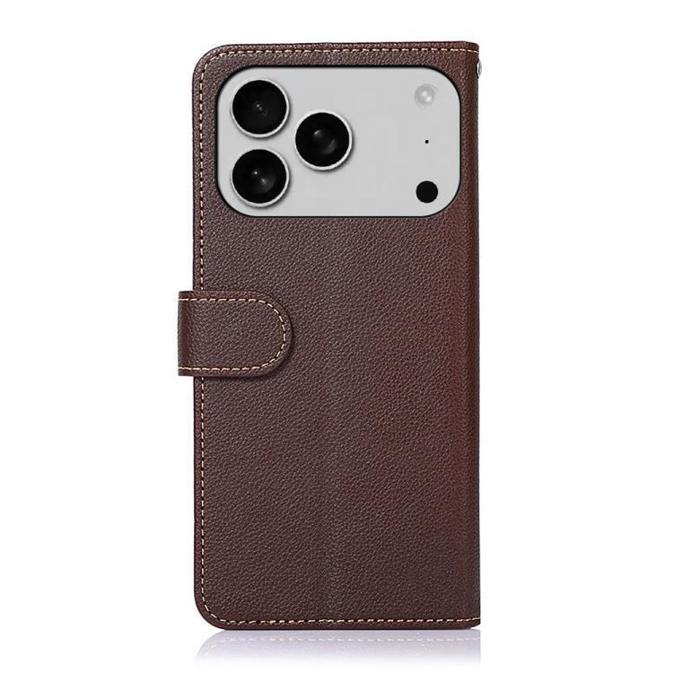 For iPhone 17 Pro Max KHAZNEH Litchi Texture Leather RFID Phone Case(Brown) - iPhone 17 Pro Max Cases by buy2fix | Online Shopping UK | buy2fix