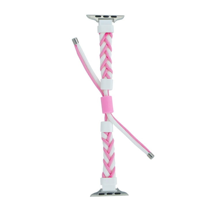 Silicone Bean Braided Cord Nylon Watch Band For Apple Watch Ultra 49mm(White Pink) by buy2fix