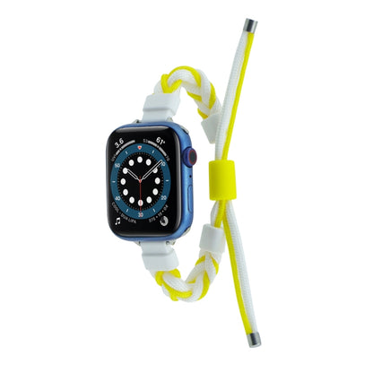 Silicone Bean Braided Cord Nylon Watch Band For Apple Watch Ultra 49mm(White Yellow) by buy2fix