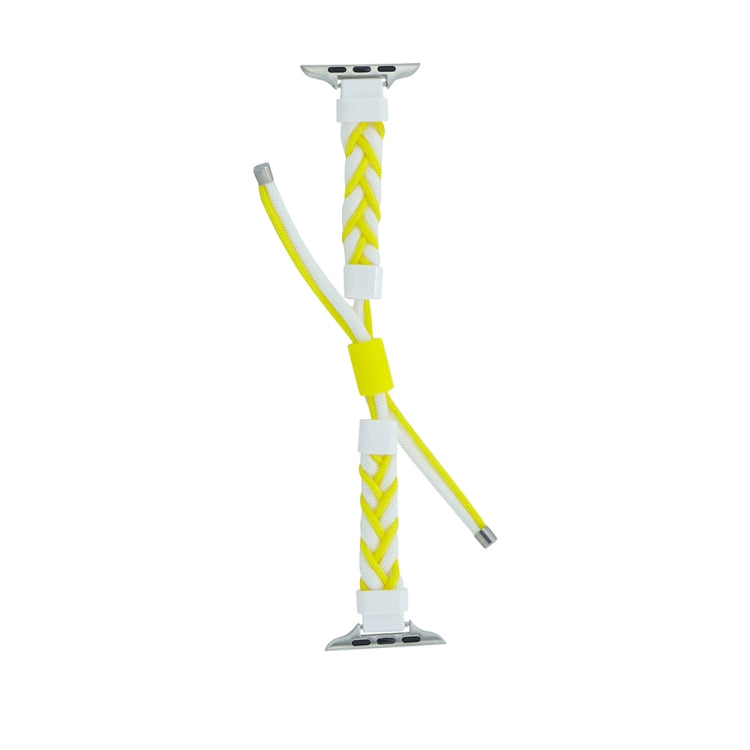 Silicone Bean Braided Cord Nylon Watch Band For Apple Watch Ultra 49mm(White Yellow) by buy2fix