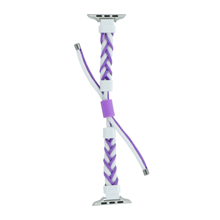 Silicone Bean Braided Cord Nylon Watch Band For Apple Watch Ultra 49mm(White Purple) by buy2fix
