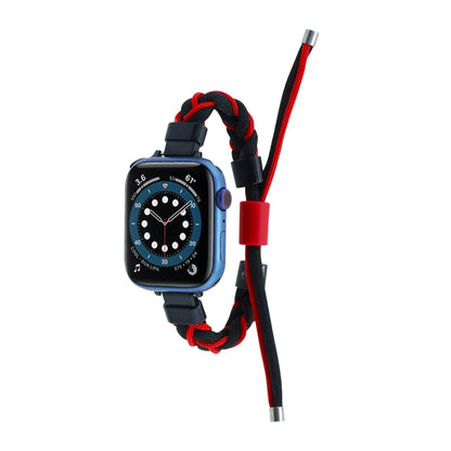 Silicone Bean Braided Cord Nylon Watch Band For Apple Watch Ultra 49mm(Black Red) by buy2fix