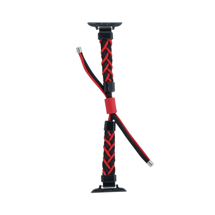 Silicone Bean Braided Cord Nylon Watch Band For Apple Watch Ultra 49mm(Black Red) by buy2fix