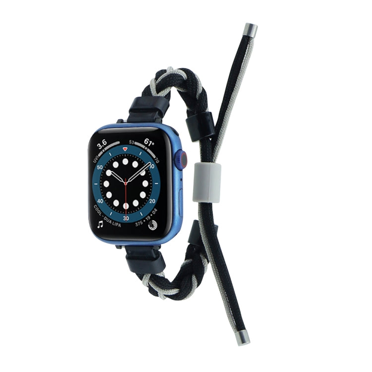 Silicone Bean Braided Cord Nylon Watch Band For Apple Watch Ultra 49mm(Black Grey) by buy2fix