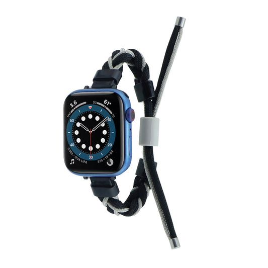 Silicone Bean Braided Cord Nylon Watch Band For Apple Watch Ultra 49mm(Black Grey) by buy2fix