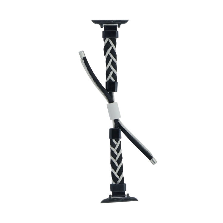 Silicone Bean Braided Cord Nylon Watch Band For Apple Watch Ultra 49mm(Black Grey) by buy2fix