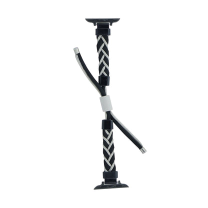 Silicone Bean Braided Cord Nylon Watch Band For Apple Watch Ultra 49mm(Black Grey) by buy2fix