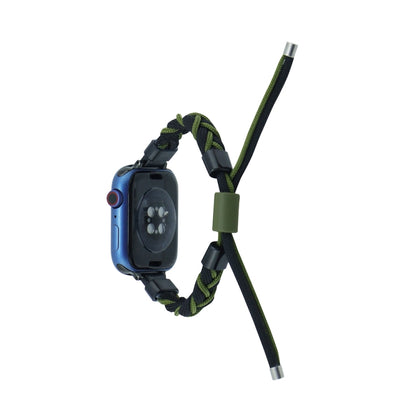 Silicone Bean Braided Cord Nylon Watch Band For Apple Watch Ultra 49mm(Black Green) by buy2fix