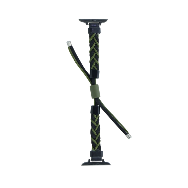 Silicone Bean Braided Cord Nylon Watch Band For Apple Watch Ultra 49mm(Black Green) by buy2fix